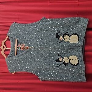Snowman Knit Zip Up Vest